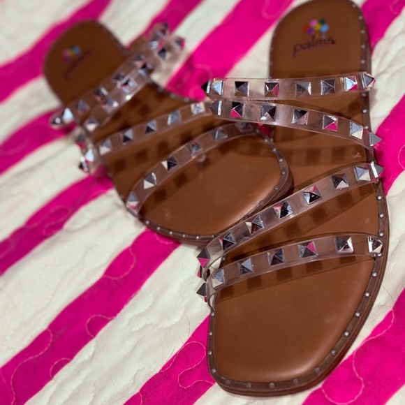 Palms Studded Clear Steve Madden LookALike Sandals - Picture 1 of 1
